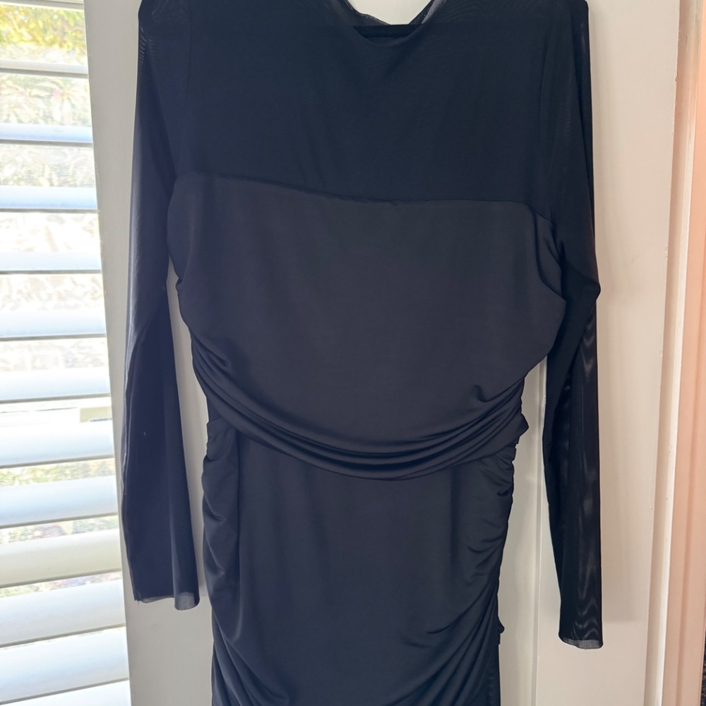 Sheer Long Sleeve Black Mesh Maxi Dress - Picture 6 of 7